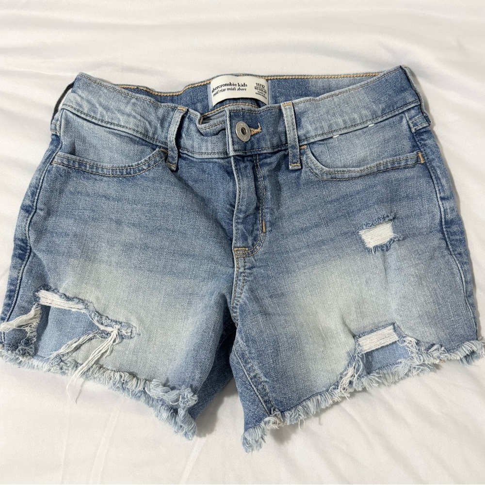 abercrombie kids Light Blue Distressed Denim Jean Shorts 11/12
